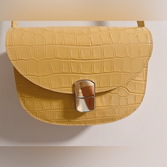 Sezane Claude Buttercup Crocodile Print Bag - Picture 5 of 9